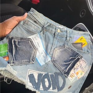 Fashion Nova Blue Asymmetrical Mini Skirt